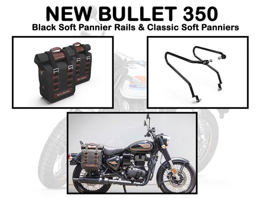 Genuine Royal Enfield New Bullet 350 Soft Pannier Rails & Classic Soft Panniers