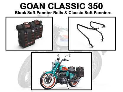 Genuine Royal Enfield Goan Classic 350 Soft Pannier Rails & Classic Soft Panniers