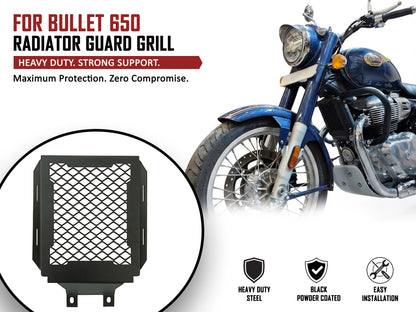 For Royal Enfield Bullet 650 Stainless Steel Radiator Guard Black D1