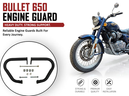 For Royal Enfield Bullet 650 Mini Trapezium Engine Guard Black