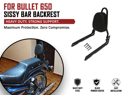 For Royal Enfield Bullet 650 Sissy Bar Backrest Black