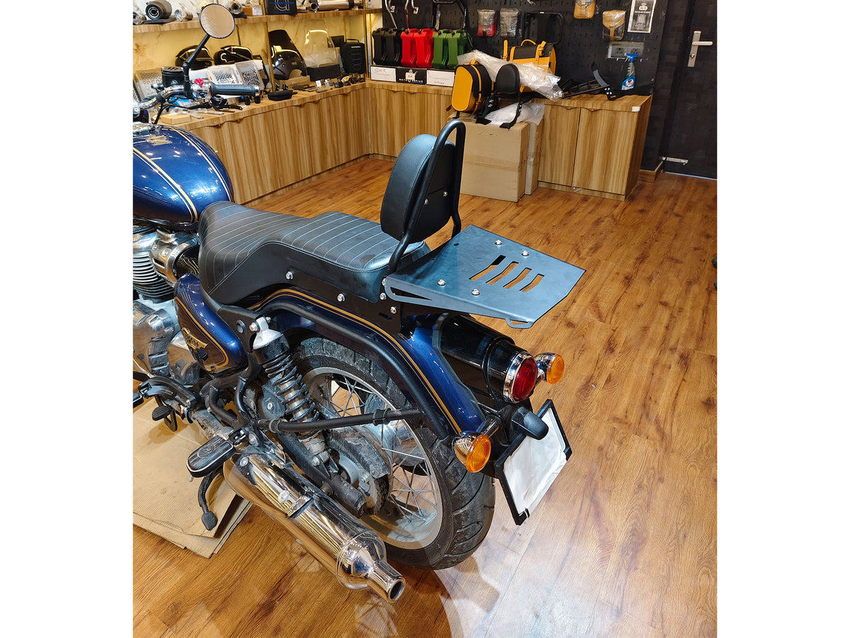 For Royal Enfield Bullet 650 Sissy Bar Backrest With Luggage Rack Black