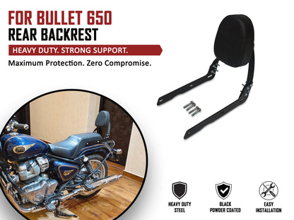 For Royal Enfield Bullet 650 Rear Backrest Black