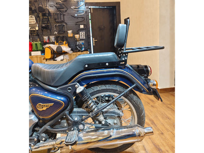 For Royal Enfield Bullet 650 Rear Sissy Bar With Backrest & Luggage Rack Black