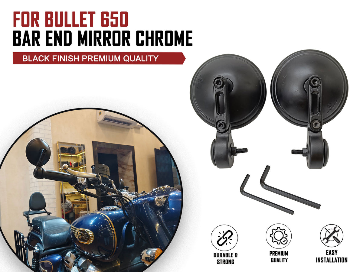 For Royal Enfield Bullet 650 Black Bar End Mirror