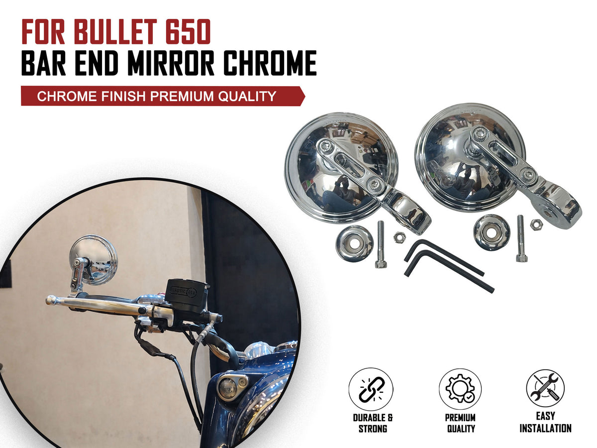 For Royal Enfield Bullet 650 Chrome Bar End Mirror