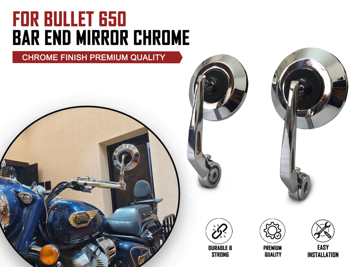 For Royal Enfield Bullet 650 Bar End Mirror Chrome