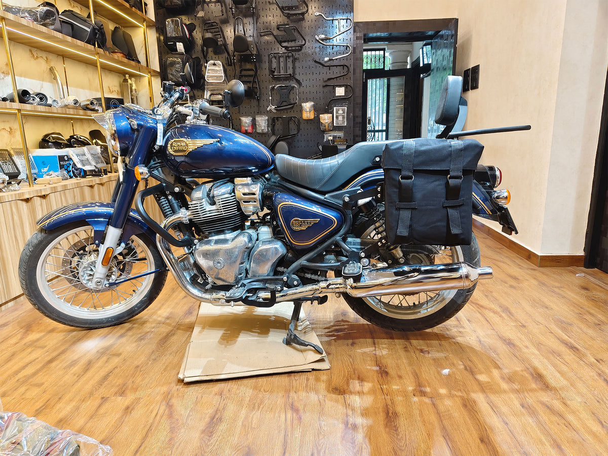 For Royal Enfield Bullet 650 Military Pannier Bags Black Color & Mounting