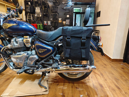 For Royal Enfield Bullet 650 Military Pannier Bags Black Color & Mounting