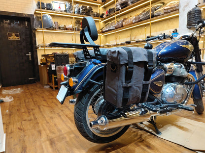 For Royal Enfield Bullet 650 Military Pannier Bags Grey Color & Mounting