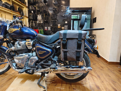For Royal Enfield Bullet 650 Military Pannier Bags Grey Color & Mounting