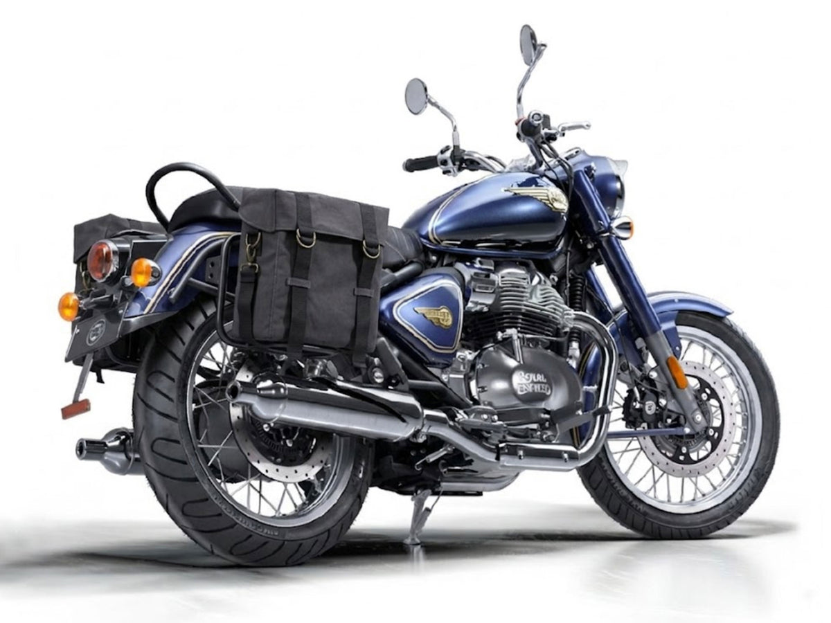 For Royal Enfield Bullet 650 Military Pannier Bags Grey Color & Mounting