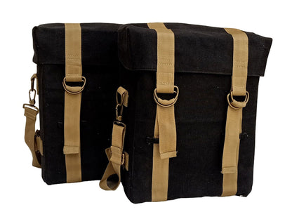 For Royal Enfield Bullet 650 Military Pannier Bags Black & Golden & Mounting
