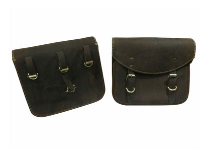 For Royal Enfield Bullet 650 Genuine Leather Pannier Bags With Mounting D3