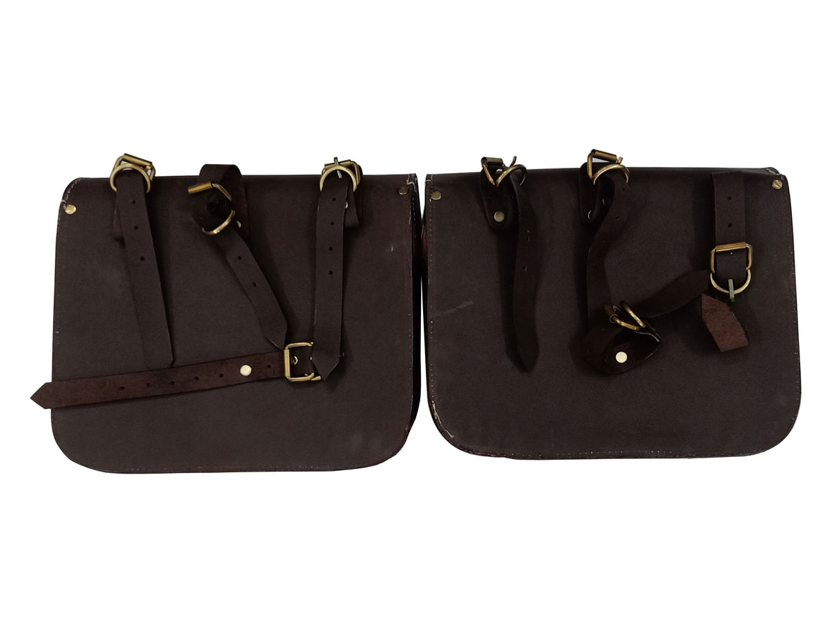 For Royal Enfield Bullet 650 Genuine Leather Pannier Bags With Mounting D3