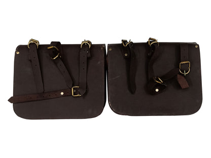 For Royal Enfield Bullet 650 Genuine Leather Pannier Bags With Mounting D3