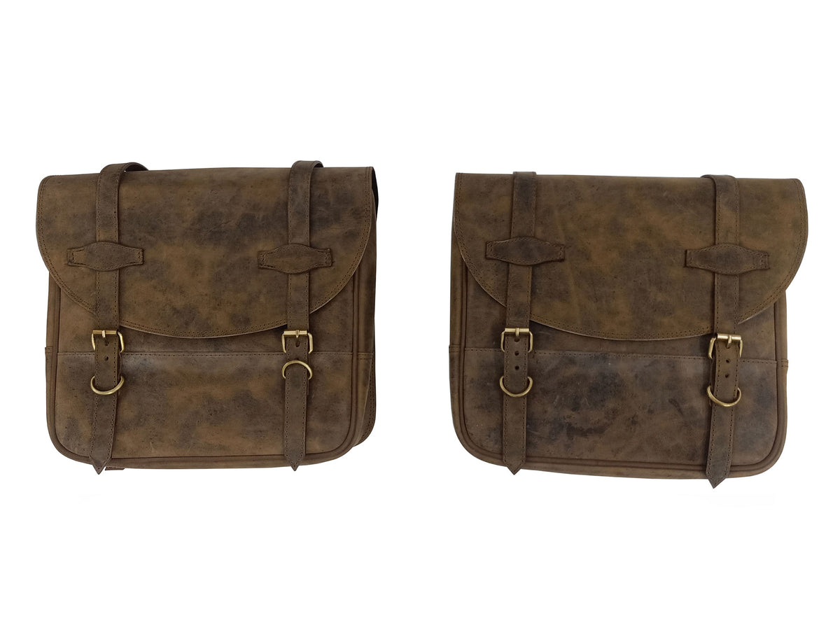 For Royal Enfield Bullet 650 Genuine Leather Pannier Bags With Mounting D4