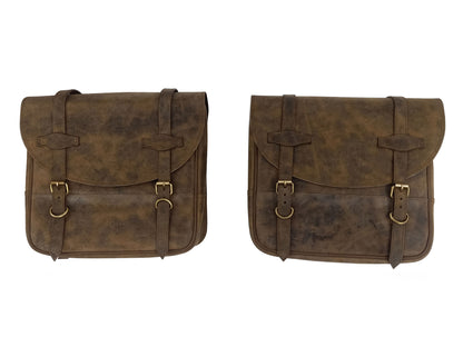 For Royal Enfield Bullet 650 Genuine Leather Pannier Bags With Mounting D4