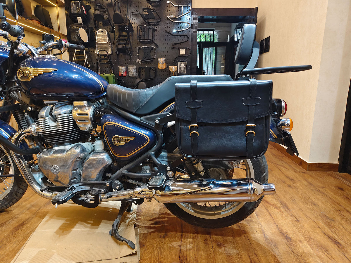For Royal Enfield Bullet 650 Genuine Leather Pannier Bags With Mounting D5