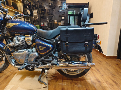 For Royal Enfield Bullet 650 Genuine Leather Pannier Bags With Mounting D5