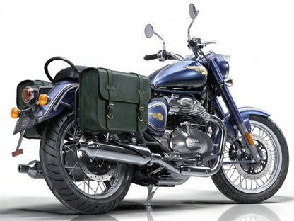 For Royal Enfield Bullet 650 Genuine Leather Pannier Bags With Mounting D5
