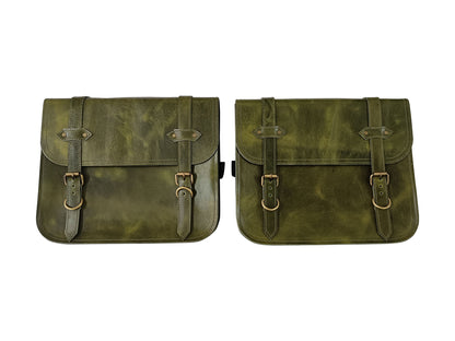 For Royal Enfield Bullet 650 Genuine Leather Pannier Bags With Mounting D6