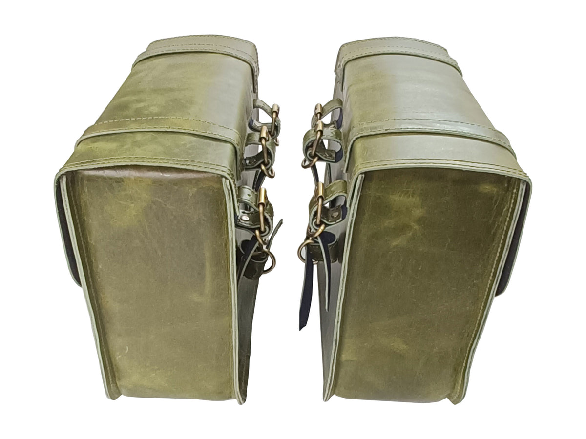 For Royal Enfield Bullet 650 Genuine Leather Pannier Bags With Mounting D6