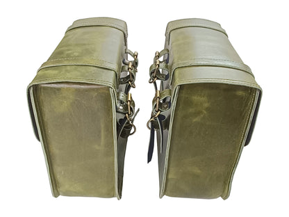 For Royal Enfield Bullet 650 Genuine Leather Pannier Bags With Mounting D6