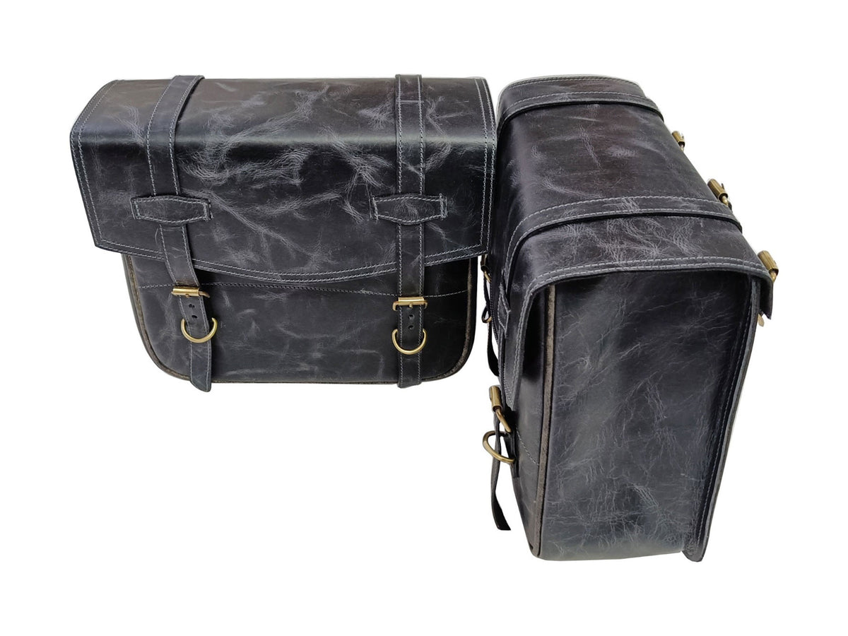 For Royal Enfield Bullet 650 Genuine Leather Pannier Bags With Mounting D7