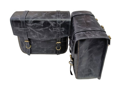 For Royal Enfield Bullet 650 Genuine Leather Pannier Bags With Mounting D7