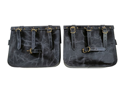 For Royal Enfield Bullet 650 Genuine Leather Pannier Bags With Mounting D7