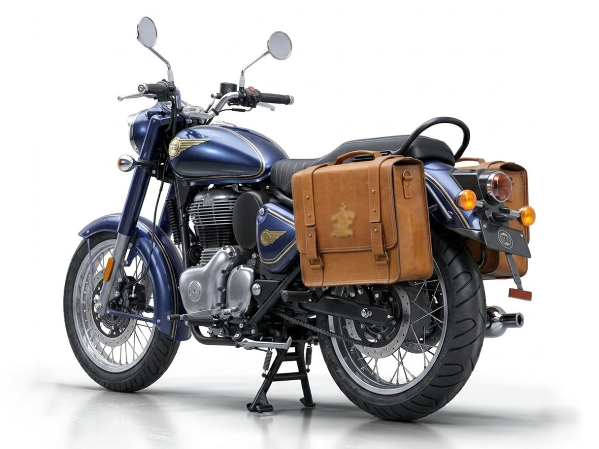 For Royal Enfield Bullet 650 Genuine Leather Pannier Bags With Mounting D10