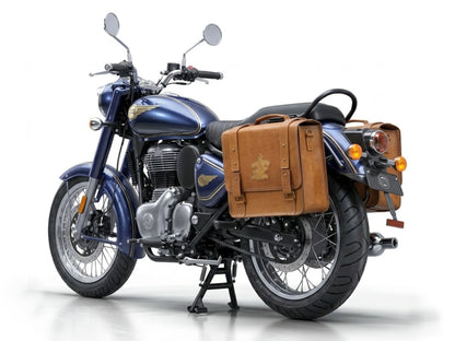 For Royal Enfield Bullet 650 Genuine Leather Pannier Bags With Mounting D10