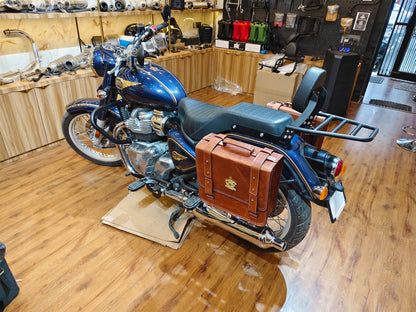 For Royal Enfield Bullet 650 Genuine Leather Pannier Bags With Mounting D10