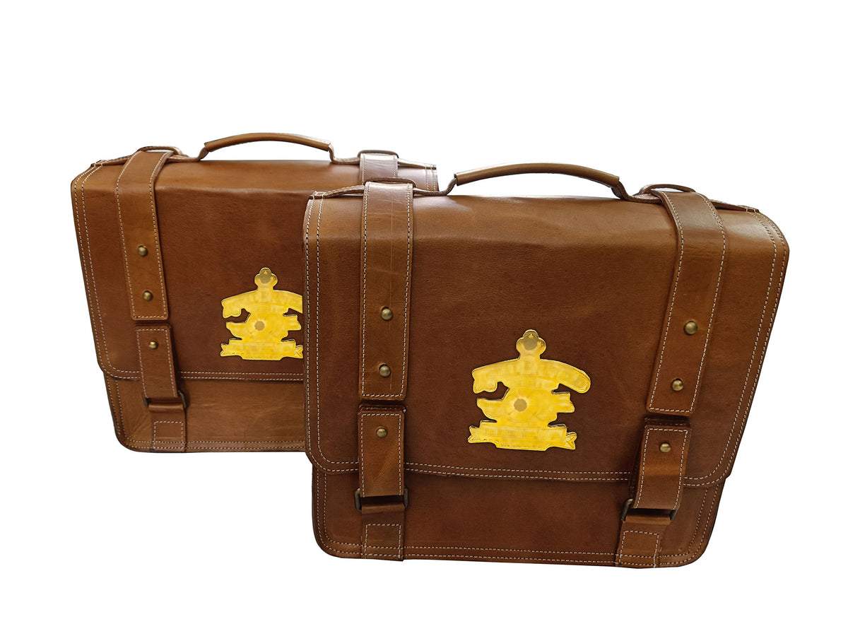 For Royal Enfield Bullet 650 Genuine Leather Pannier Bags With Mounting D10