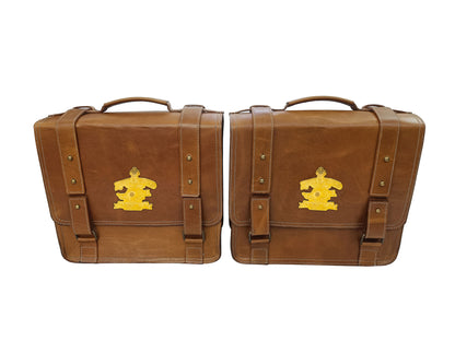 For Royal Enfield Bullet 650 Genuine Leather Pannier Bags With Mounting D10