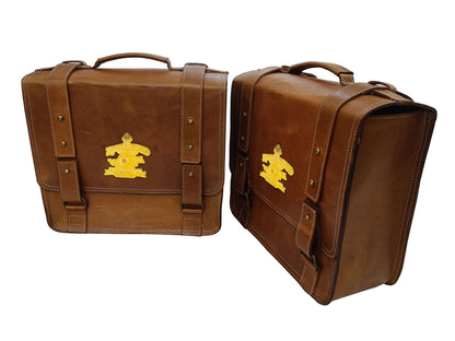For Royal Enfield Bullet 650 Genuine Leather Pannier Bags With Mounting D10