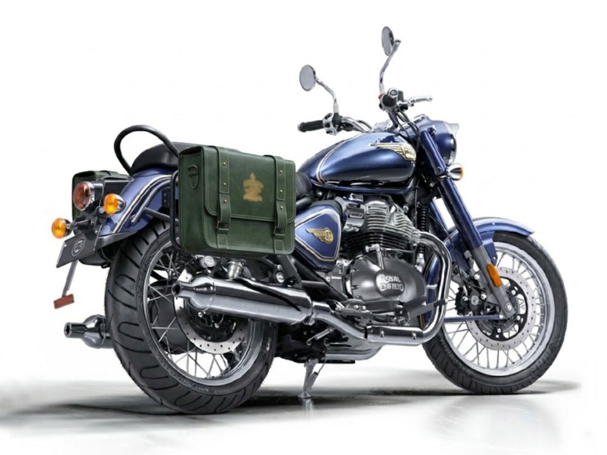 For Royal Enfield Bullet 650 Genuine Leather Pannier Bags With Mounting D11