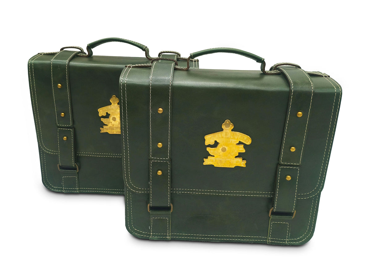 For Royal Enfield Bullet 650 Genuine Leather Pannier Bags With Mounting D11