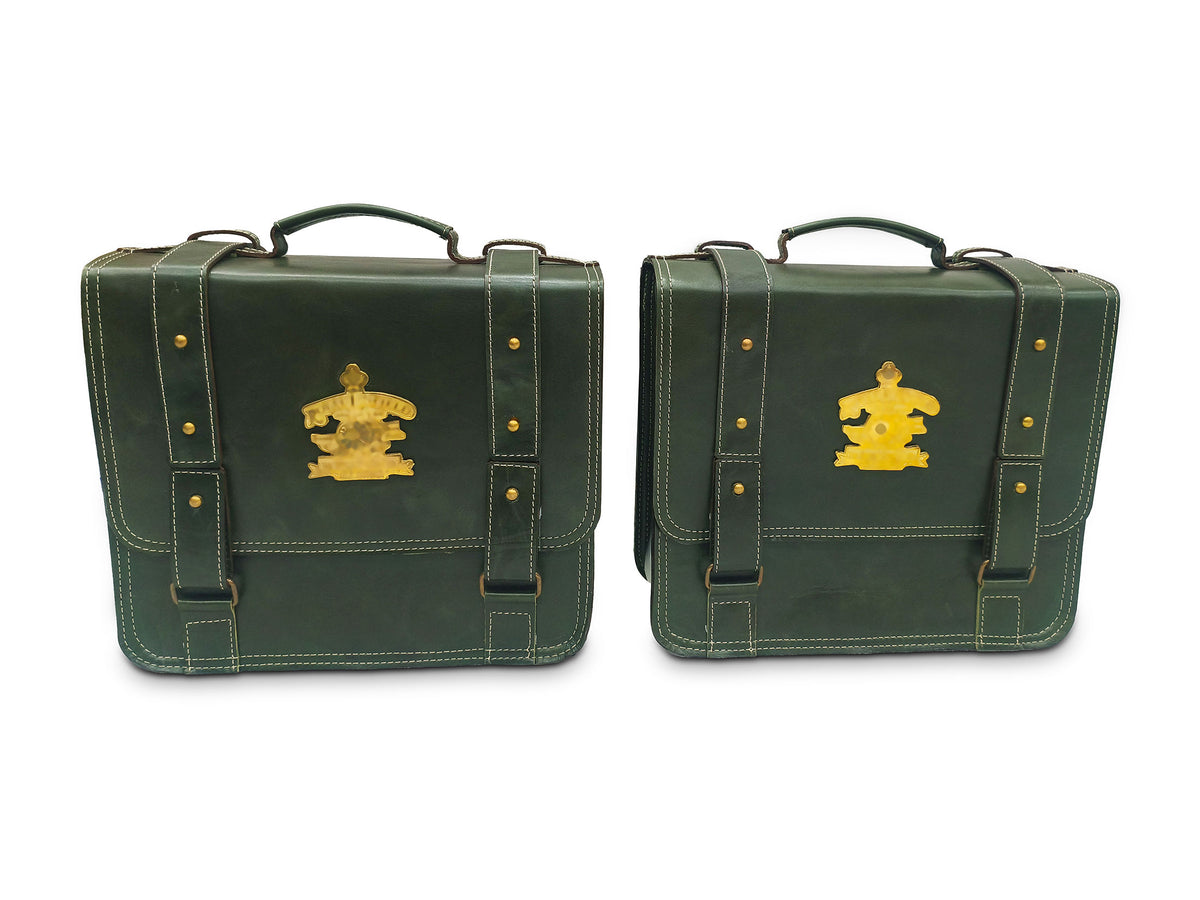 For Royal Enfield Bullet 650 Genuine Leather Pannier Bags With Mounting D11