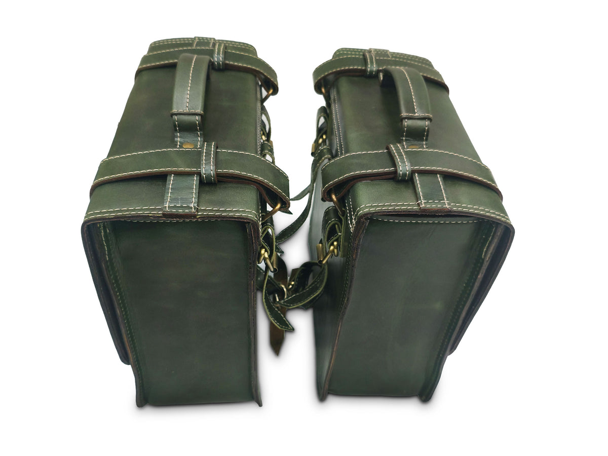 For Royal Enfield Bullet 650 Genuine Leather Pannier Bags With Mounting D11