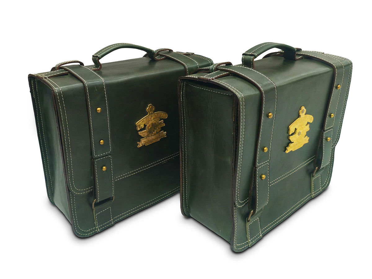 For Royal Enfield Bullet 650 Genuine Leather Pannier Bags With Mounting D11
