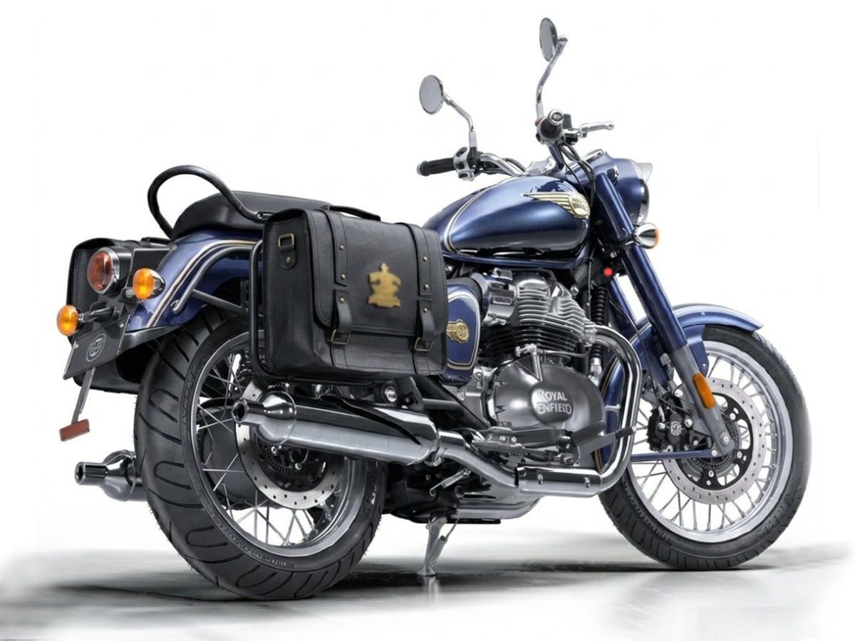 For Royal Enfield Bullet 650 Genuine Leather Pannier Bags With Mounting D12