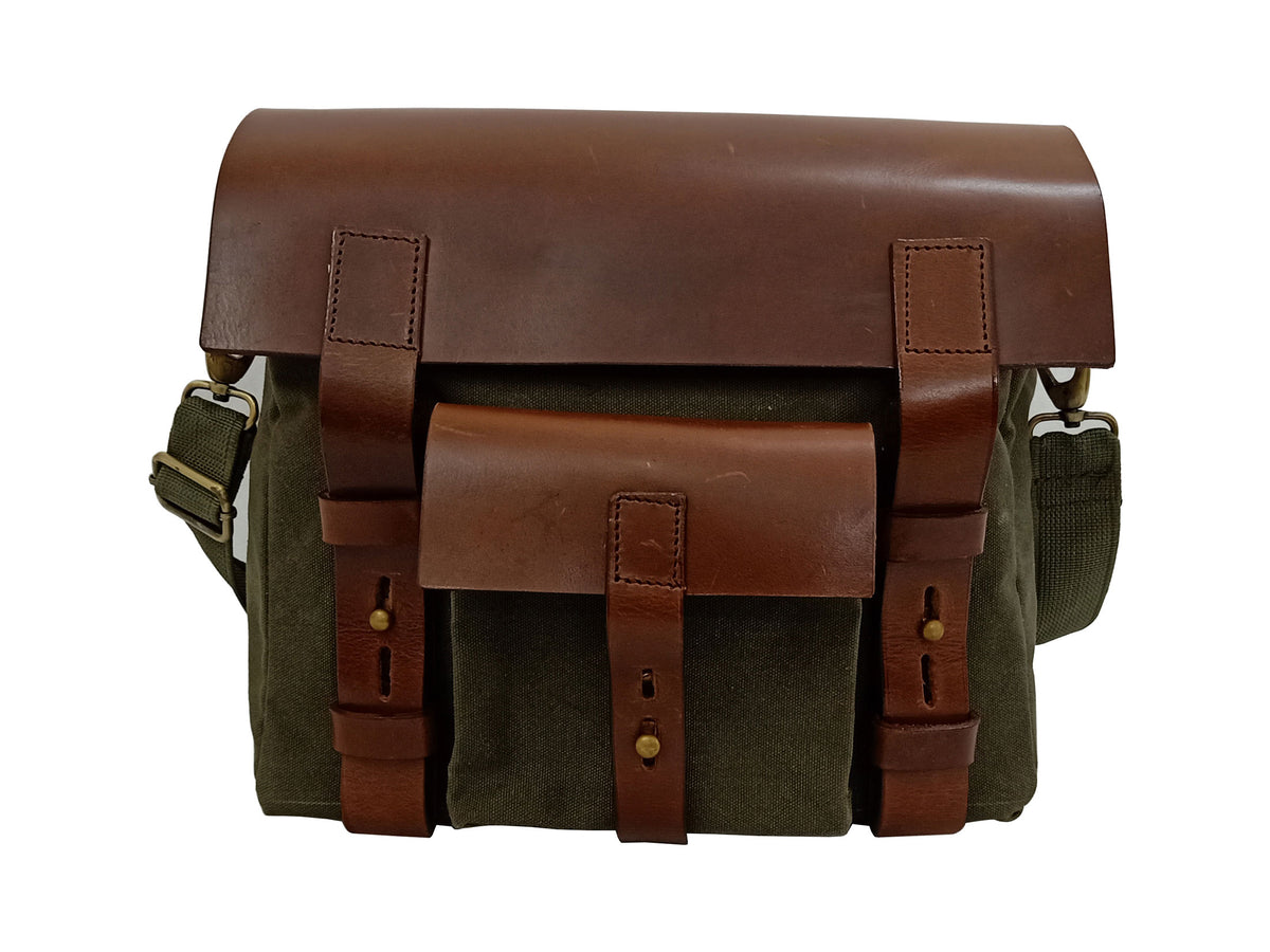 For Royal Enfield Bullet 650 Leather & Canvas Pannier Bags & Mounting D15