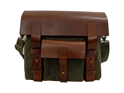 For Royal Enfield Bullet 650 Leather & Canvas Pannier Bags & Mounting D15