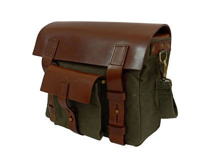 For Royal Enfield Bullet 650 Leather & Canvas Pannier Bags & Mounting D15