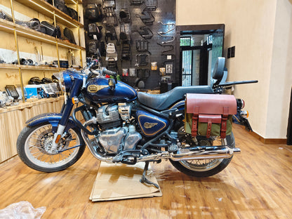 For Royal Enfield Bullet 650 Leather & Canvas Pannier Bags & Mounting D15