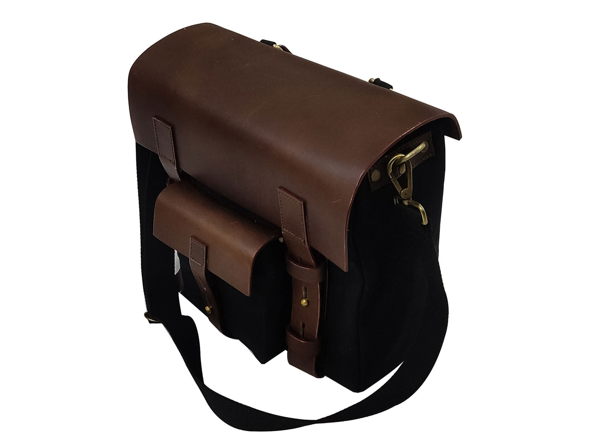 For Royal Enfield Bullet 650 Leather & Canvas Pannier Bags & Mounting D17