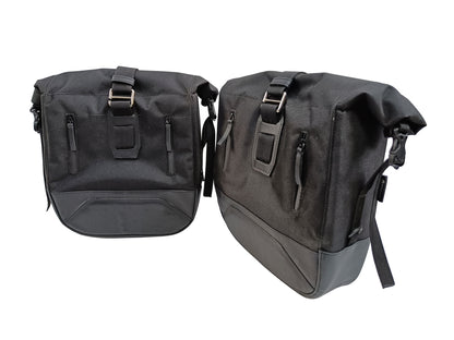 For Royal Enfield Bullet 650 Leather & Canvas Pannier Bags & Mounting D18