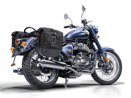 For Royal Enfield Bullet 650 Leather & Canvas Pannier Bags & Mounting D18
